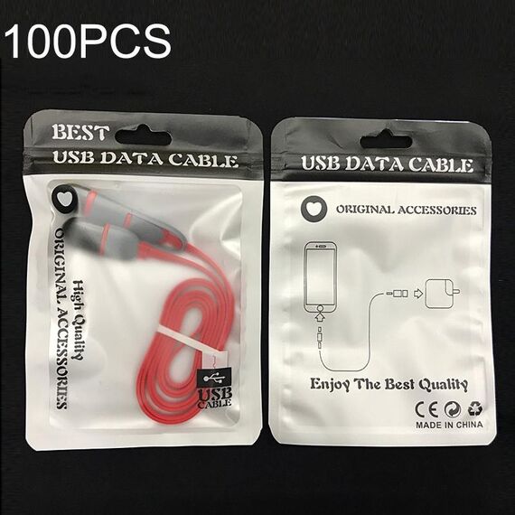 100PCS XC-0014 Sacchetti per imballaggio cavo dati USB Pearl Light Borsa a chiusura lampo, dimensioni: 11x18 cm (nero)