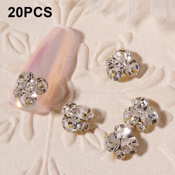 20 accessori per adesivi per unghie con diamanti impilati gioielli per unghie (H523 piccolo bianco)