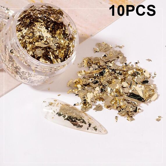 10 pezzi K oro stagnola decorazione unghie adesivo adesivo smalto per unghie (04 oro chiaro)