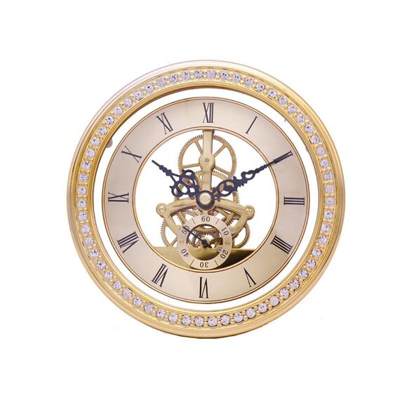 Orologio al quarzo trasparente in metallo Orologio ad ingranaggi Accessori fai-da-te Testa dell'orologio dorata da 148 mm