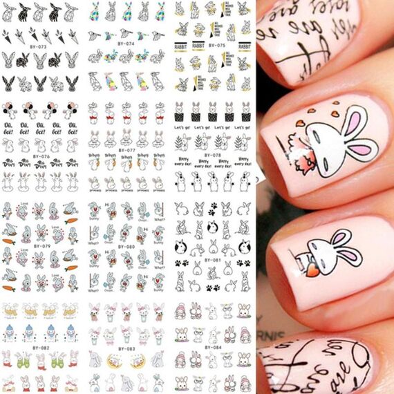 5pcs adesivi per nail art piccoli adesivi acchiappasogni freschi (BY073-084)