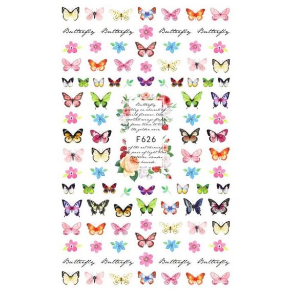 10pcs 3D Adesivo Farfalla Retro Colore Rosa Nail Art Sticker (F-626)