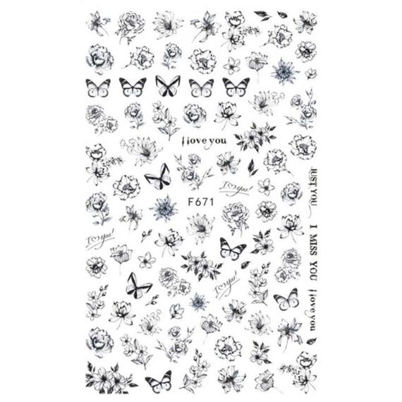 10pcs 3D Adesivo Farfalla Retro Colore Rosa Nail Art Sticker (F-671)