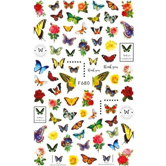 10pcs 3D Adesivo Farfalla Retro Rosa Color Nail Art Sticker (F-680)