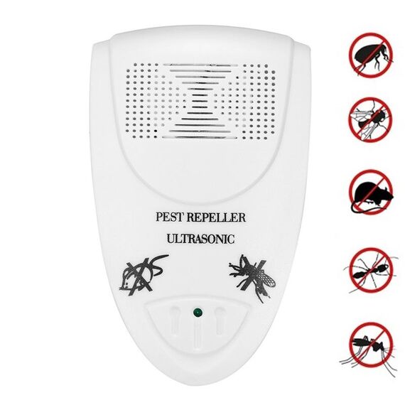 LI-3110 Repellente per topi elettronico ad ultrasuoni Repellente per insetti intelligente per uso domestico, stile: spina americana (bianco)