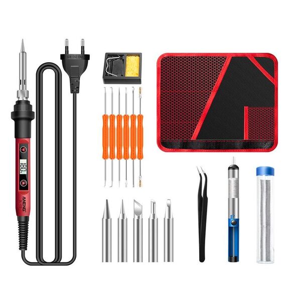 ANENG SL102 17 pz/set Termostato Digitale Domestico Temperatura Costante Saldatore Set 60W Kit di Strumenti per Saldatura a Calore Interno(Spina UE)