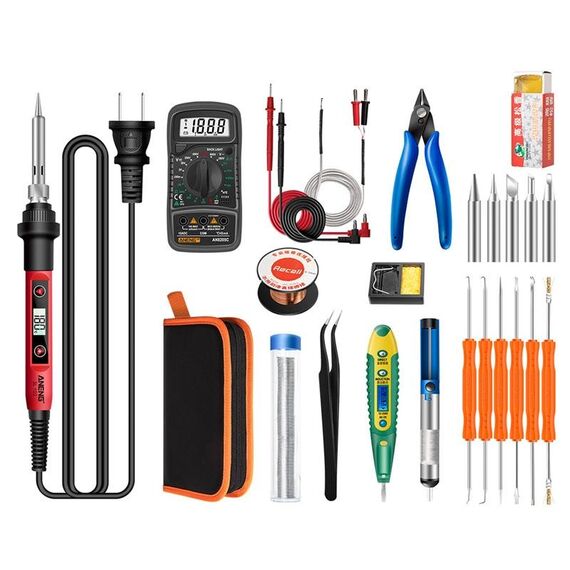 ANENG SL102 24 pz/set Termostato Digitale Domestico Temperatura Costante Saldatore Set 60W Kit di Strumenti per Saldatura a Calore Interno(Spina USA)