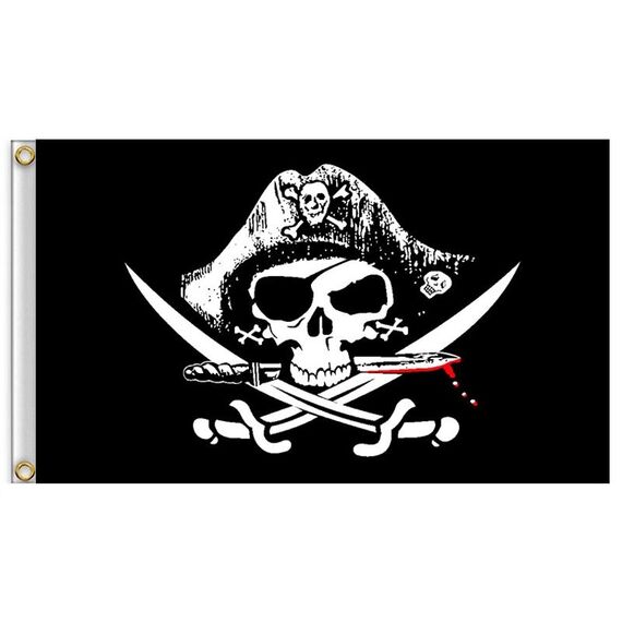 60x90 cm Bar Casa stregata Pirata Scheletro Bandiera Halloween Panno da appendere, Stile: Cappello Coltello e forchetta