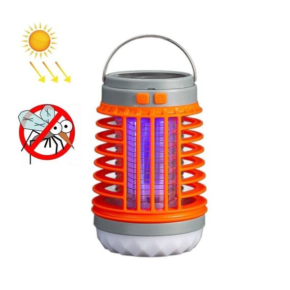 E-SMARTER W890-1 Lampada solare per zanzare a scossa elettrica a LED per esterni USB ricaricabile Illuminazione Trappola per zanzare (Arancione)