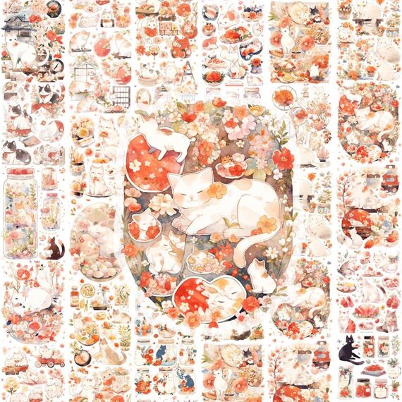 Nastro adesivo Washi 5 cm x 5 m (lunghezza modello 150 cm) Nastro adesivo per diario con cuori per ragazze carine, stile: Cat Life
