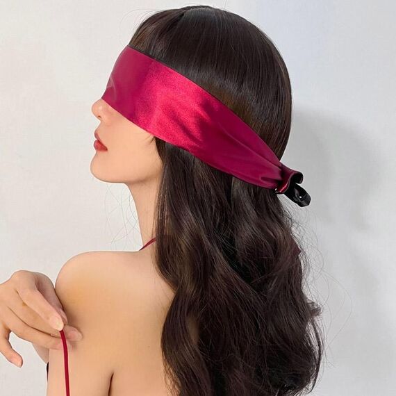 Nastro Maschera per gli occhi erotica Bondage Legare i giocattoli (Vino Rosso Nero)