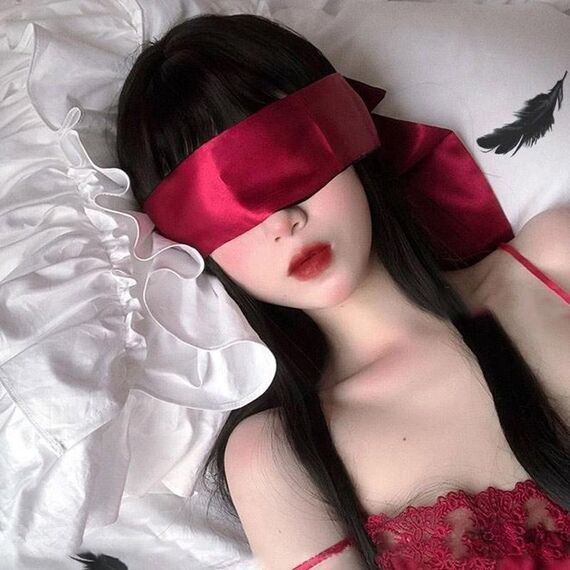 Nastro erotico maschera per gli occhi Bondage Legare giocattoli (vino rosso)
