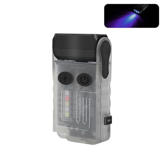 Mini torcia portatile ricaricabile con luce portachiavi V20 (luce bianca viola)