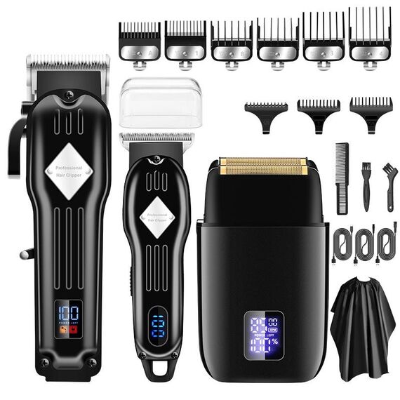 3 pezzi/set Uomo Home Hair Salon Tagliacapelli ad alta potenza (nero)