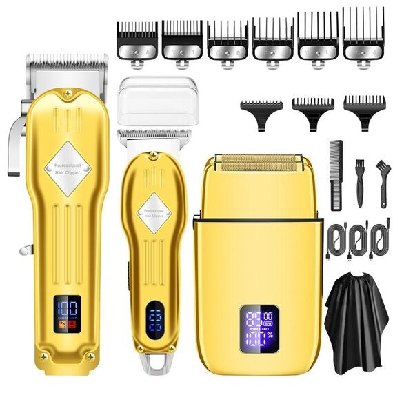 3 pezzi/set Uomo Home Hair Salon Tagliacapelli ad alta potenza (oro)