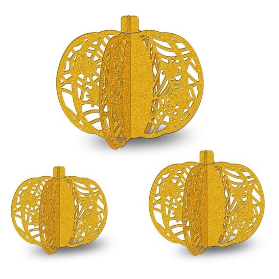 3 pezzi/set decorazione da tavolo per feste di Halloween con zucca (oro)