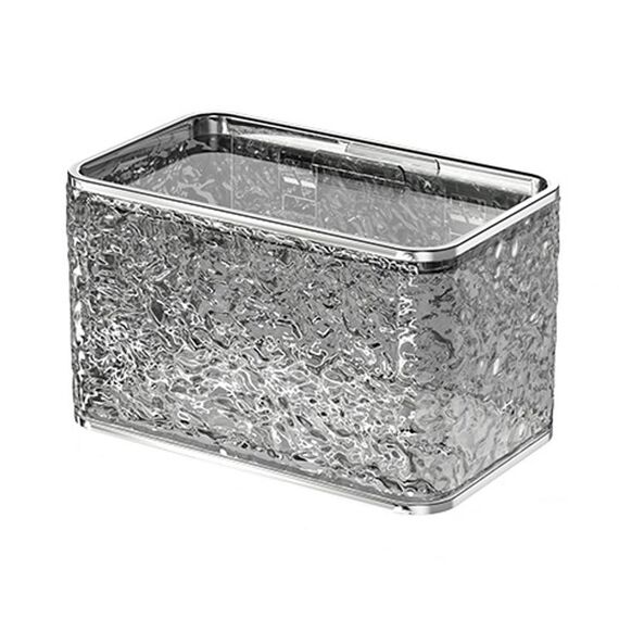 Porta fazzoletti da bagno senza perforazione, porta fazzoletti da parete per la casa, colore: grigio trasparente, strato singolo