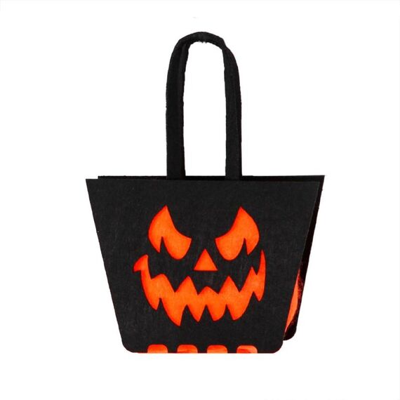 Halloween Feltro Candy Bag Festa Costume Borsa Tridimensionale, Colore: Faccia del Diavolo Arancione