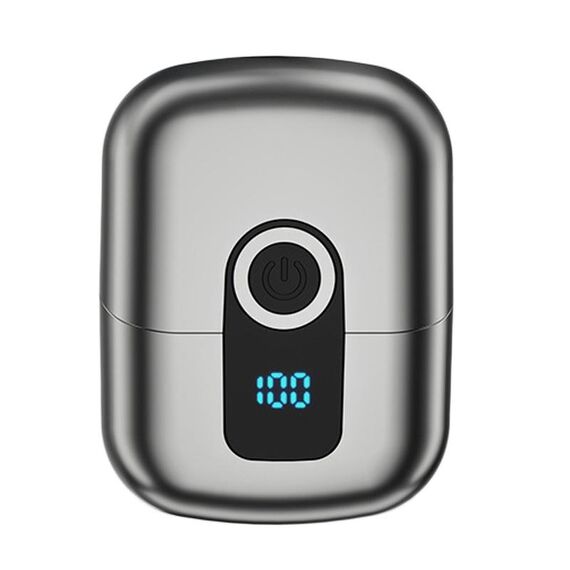 Rasoio elettrico magnetico a doppio anello da viaggio portatile ricaricabile per tutto il corpo lavabile per uomo (grigio)