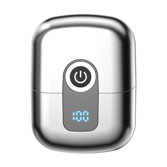 Rasoio elettrico magnetico a doppio anello da viaggio portatile ricaricabile per tutto il corpo lavabile per uomo (argento)