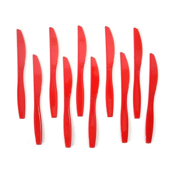 10 pezzi di Halloween monouso con impronte di sangue, stoviglie, decorazioni per feste horror, stile: coltelli rossi