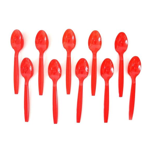 10 pezzi di stoviglie monouso per impronte di sangue di Halloween, decorazione per feste horror, stile: cucchiai rossi