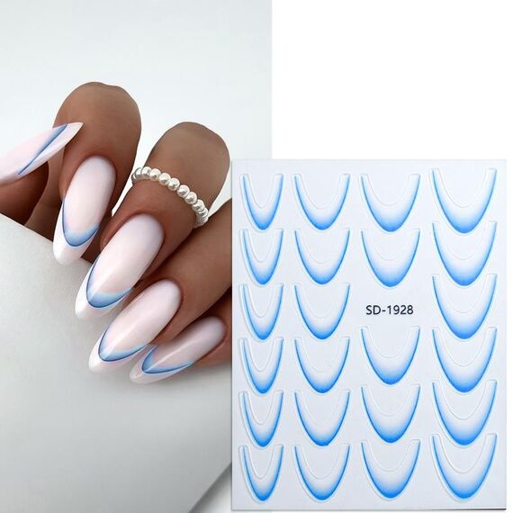 Adesivi per nail art lineari SD-1928 Adesivi per manicure francese autoadesivi con gradiente di colore Adesivi per unghie fai da te