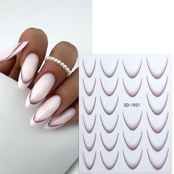Adesivi per nail art lineari SD-1931 Adesivi per manicure francese autoadesivi con sfumature di colore Adesivi per unghie fai da te
