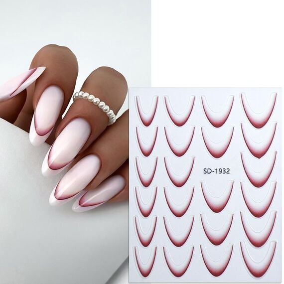 Adesivi per nail art lineari SD-1932 Adesivi per manicure francese autoadesivi con gradiente di colore Adesivi per unghie fai da te