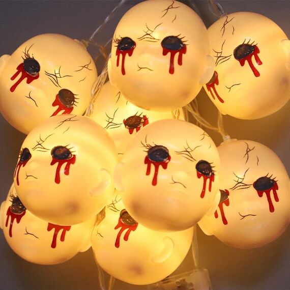 Decorazione di Halloween a LED con atmosfera, motivo a forma di fantasma, modello: 6 m, 40 LED lampeggianti (bianco caldo)