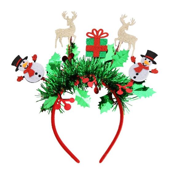Vestito per festa di Natale Copricapo per Capodanno Decorazione natalizia Fascia per capelli a strisce colorate, Stile: Pupazzo di neve Alce