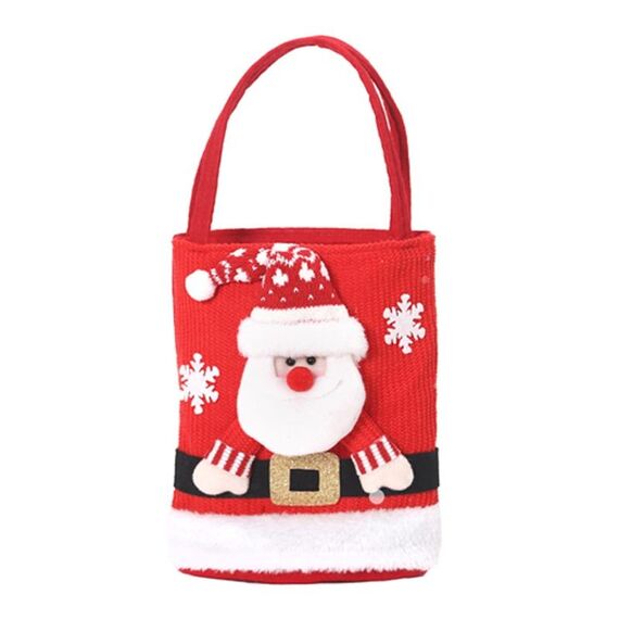 Borsa regalo con decorazioni natalizie di grande capacità e graziosa, borsa per caramelle per bambini (Babbo Natale)