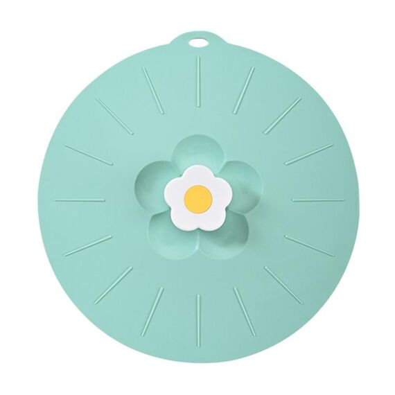 Grande coperchio in silicone per alimenti freschi e freschi, con fiore carino, da cucina, per uso domestico, antipolvere (verde)