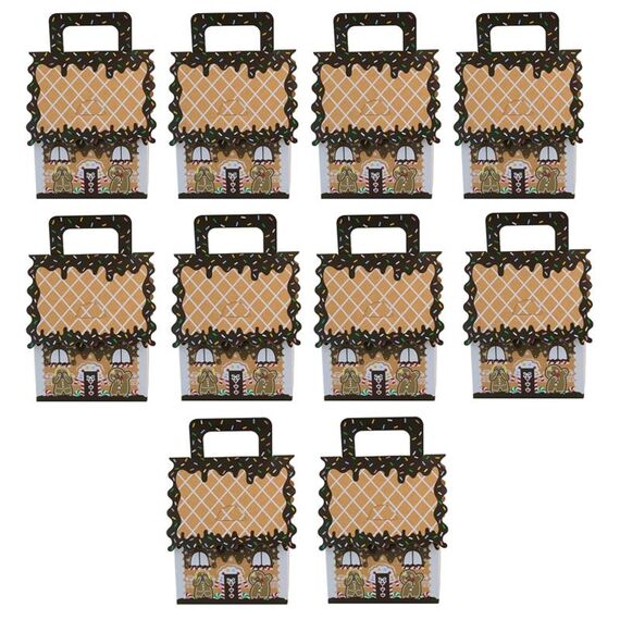 10 pezzi di scatole di caramelle di Natale in carta kraft, scatole di caramelle per borsette di Natale, stile: grande bordo marrone