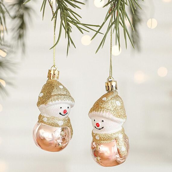 2 pezzi Decorazione Natalizia Albero di Natale Ciondolo Ornamento Appeso, Stile: Pupazzo di Neve Rotondo