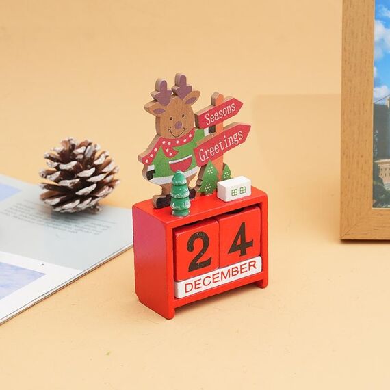 Giocattolo per bambini, regalo di Natale, calendario in legno, decorazione da tavolo per la vigilia di Natale, stile: alce