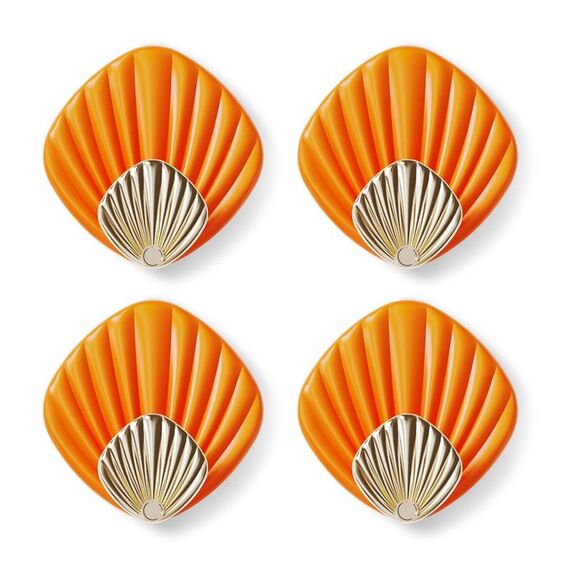 4 pezzi / set ganci a conchiglia senza perforazione per uso domestico ganci adesivi per bagno e cucina (arancione)
