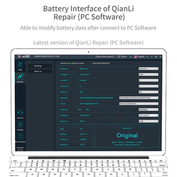 Programmatore Qianli iCopy Plus 2.2 per iPhone 6-13 Pro Max, modulo batteria EDA004071604 6922481338402