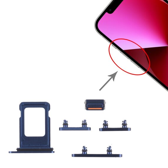 Vassoio scheda SIM x2 e tasti laterali per iPhone 13 blu IP130008L 6922602381902
