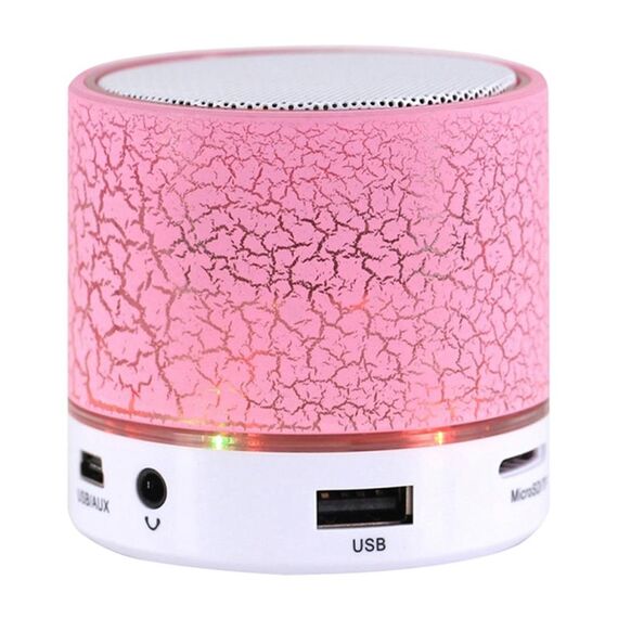 Altoparlante stereo Bluetooth Bluetooth Bluetooth Bluetooth Bluetooth Mini portatile con luce a LED, microfono integrato, supporto a mani libere e scheda TF (rosa)