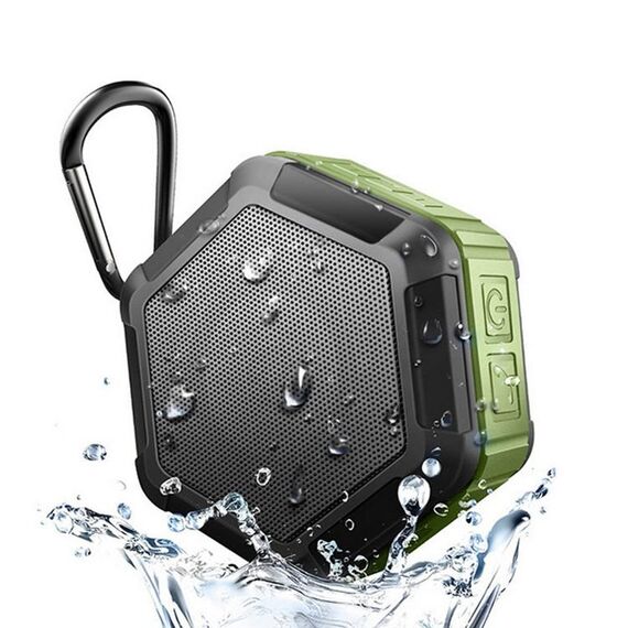 Altoparlante stereo Bluetooth impermeabile BT508 Vita portatile con microfono integrato e gancio, supporto chiamate a mani libere e scheda TF e FM, distanza Bluetooth: 10m (verde militare)