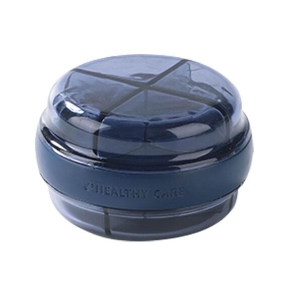Mini organizer portatile per medicinali sigillato a doppio scomparto (blu)