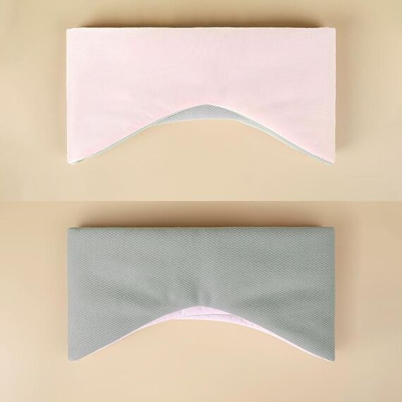 Mascherina per gli occhi a doppio uso, doppia faccia, paraorecchie, protezione per gli occhi con riduzione del rumore completa (rosa freddo + grigio chiaro caldo)