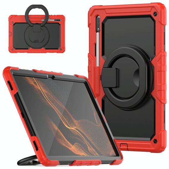 Per Samsung Galaxy Tab S8 Ultra Spallaccio in silicone + custodia per tablet PC (rosso)