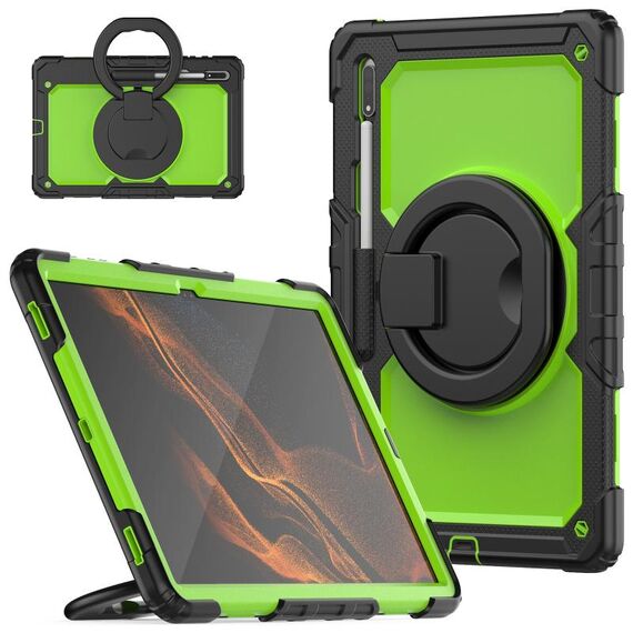 Per Samsung Galaxy Tab S8 ultra tracolla in silicone + custodia per tablet PC (verde giallo)