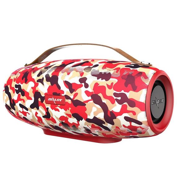 ZEALOT S27 Altoparlante Bluetooth wireless multifunzionale per bassi, microfono integrato, supporto per chiamate Bluetooth e scheda AUX e TF e altoparlanti 1x93mm + 2x66mm (rosso mimetico)
