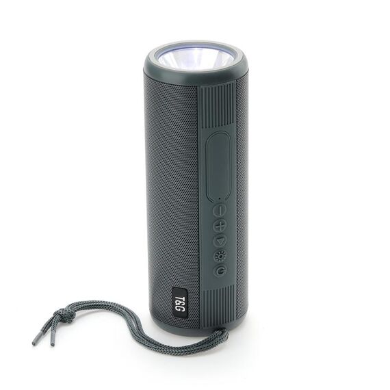 T & G TG635 Altoparlante Bluetooth impermeabile all'aperto portatile con funzione di torcia (grigio)