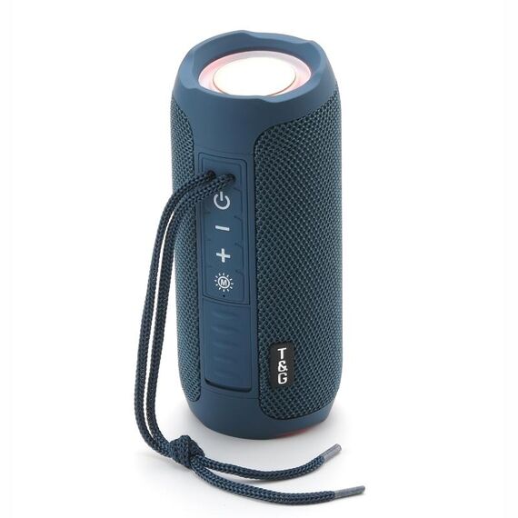 T & G TG227 Altoparlante per musica Bluetooth impermeabile portatile da esterno con supporto a LED FM / TF / USB (blu navy)