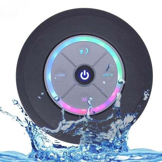 Altoparlanti bluetooth wireless BTS-09 LED impermeabile FM Subwoofer Bluetooth Colonna Bluetooth Canda TF Tapping Mini Shower (Nero)