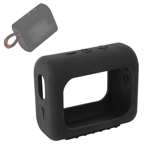 Per JBL GO3 altoparlante Bluetooth Custodia in silicone portatile custodia protettiva con moschettone (nero)